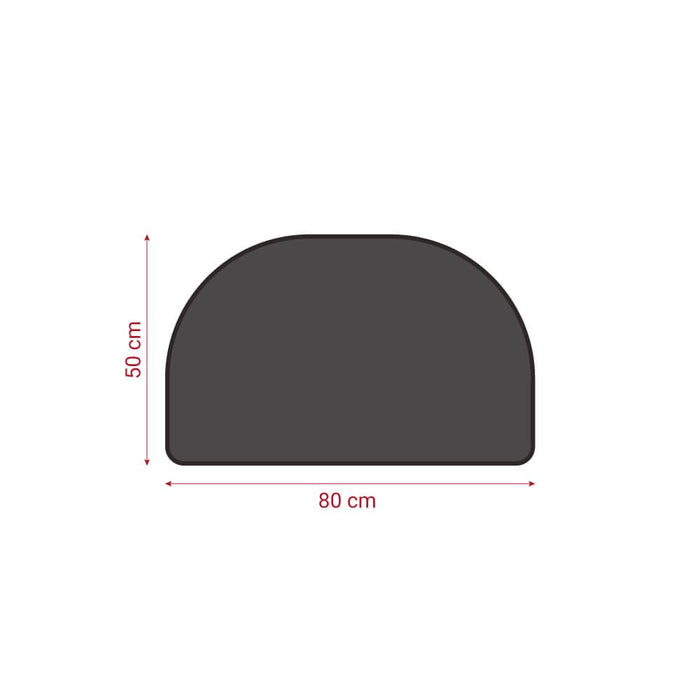 Tappeto ignifugo semicircolare multistrato (80x50 cm). Tappetino protezione per il pavimento per stufa e camino.