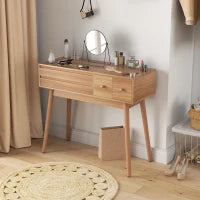 Tavolo da Trucco con Specchio a Luci LED e Spazio Contenitore in Legno, 100x40x87 cm