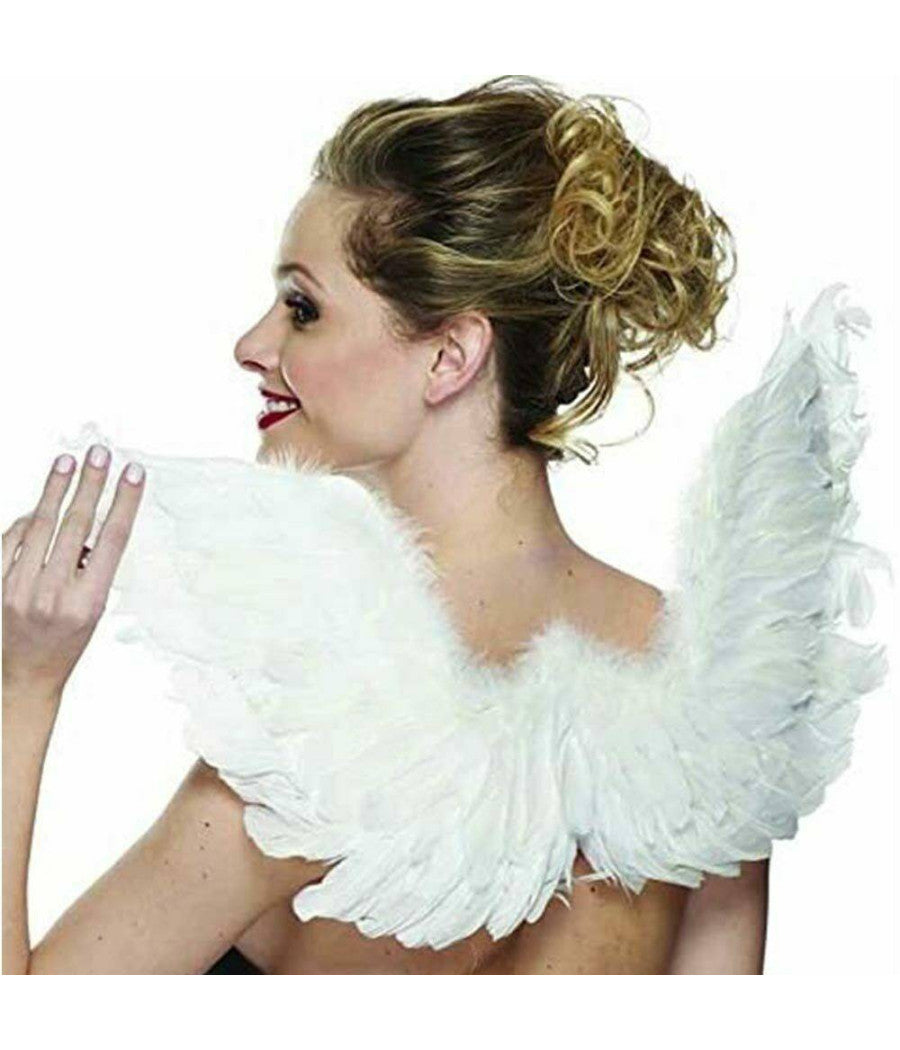 Ali Da Angelo Bianche Piume In Poliestere Accessorio Costume Carnevale Halloween         