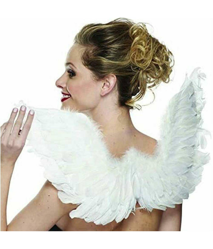 Ali Da Angelo Bianche Piume In Poliestere Accessorio Costume Carnevale Halloween         