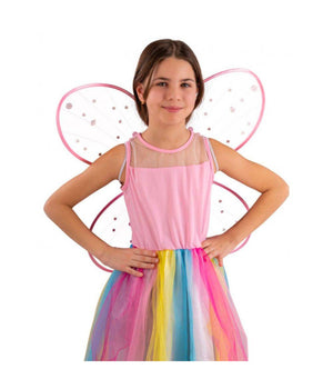 Ali Di Farfalla Rosa Con Decorazioni Gemme Cm. 58x52 Articolo Feste Carnevale         