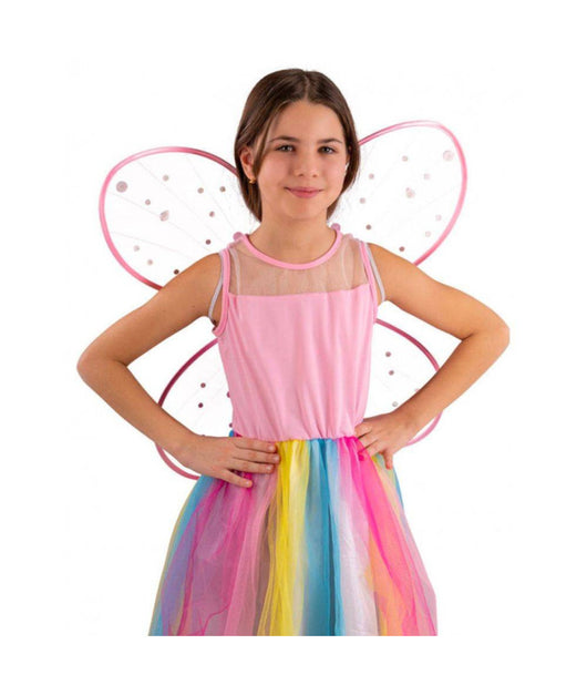 Ali Di Farfalla Rosa Con Decorazioni Gemme Cm. 58x52 Articolo Feste Carnevale         