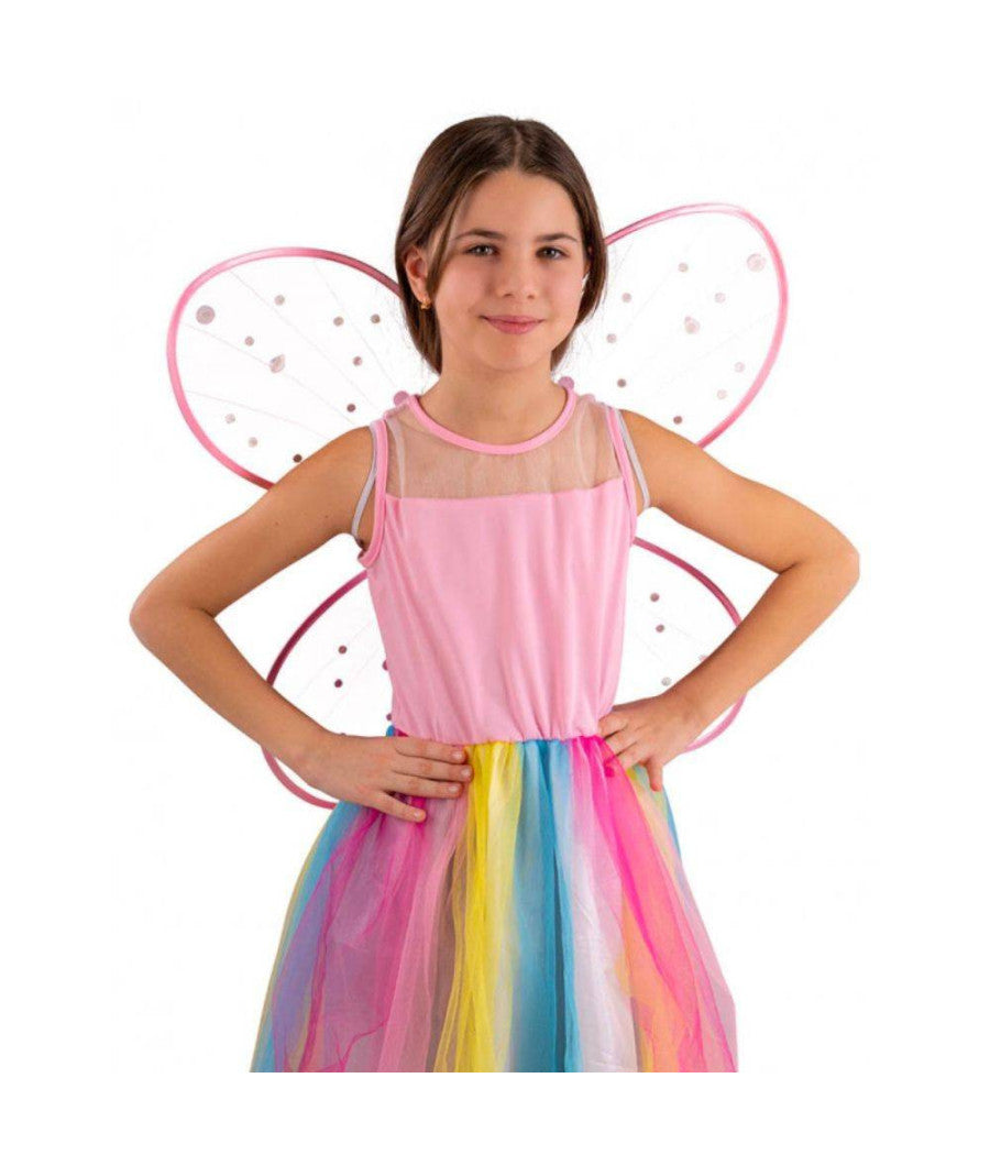 Ali Di Farfalla Rosa Con Decorazioni Gemme Cm. 58x52 Articolo Feste Carnevale         