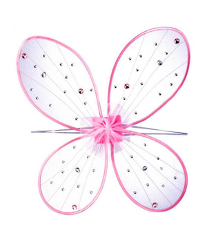 Ali Di Farfalla Rosa Con Decorazioni Gemme Cm. 58x52 Articolo Feste Carnevale         