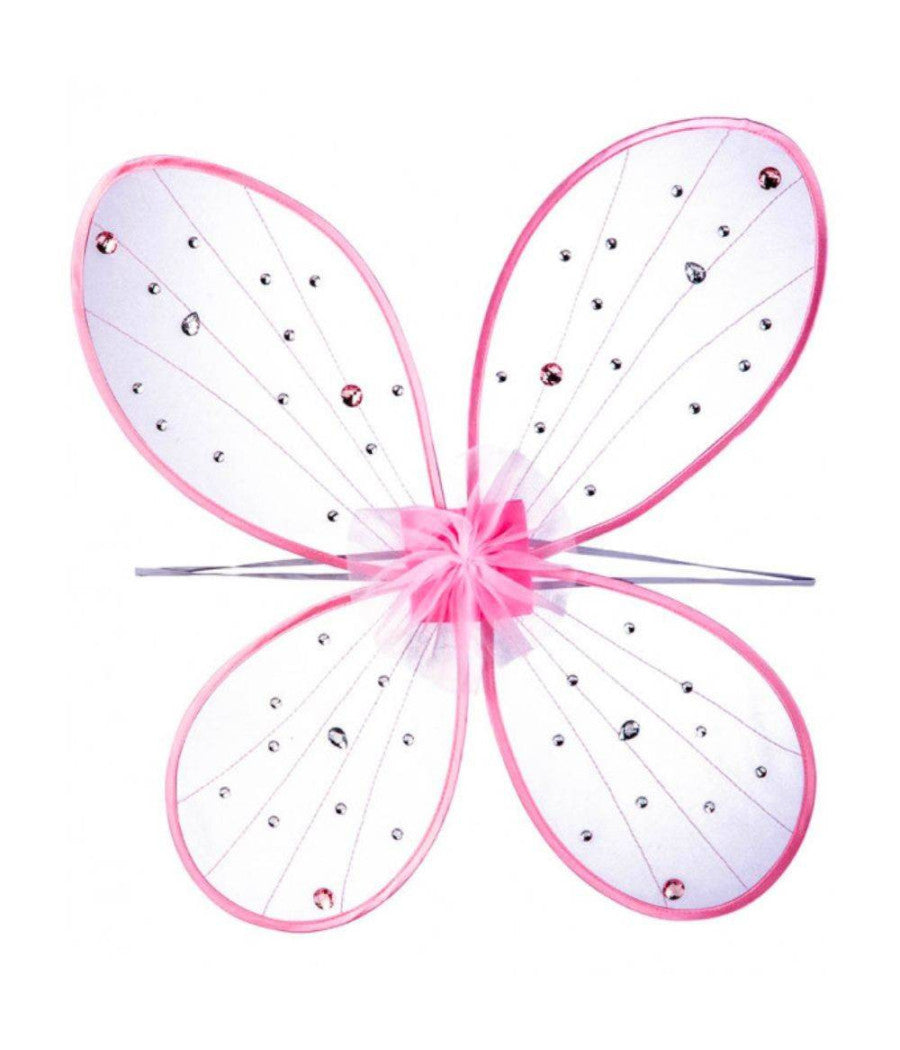 Ali Di Farfalla Rosa Con Decorazioni Gemme Cm. 58x52 Articolo Feste Carnevale         