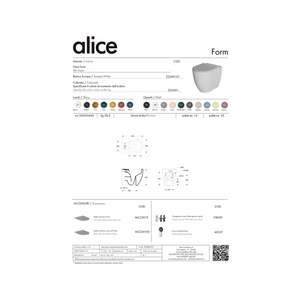 Coppia Di Sanitari Alice Ceramica Da Terra Filo Muro Senza Brida Bianco Opaco "Form"