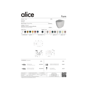 Coppia Di Sanitari Alice Ceramica Da Terra Filo Muro Senza Brida Nero Opaco "Form"