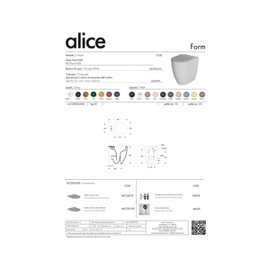 Coppia Di Sanitari Alice Ceramica Da Terra Filo Muro Senza Brida Bianco Lucido "Form"