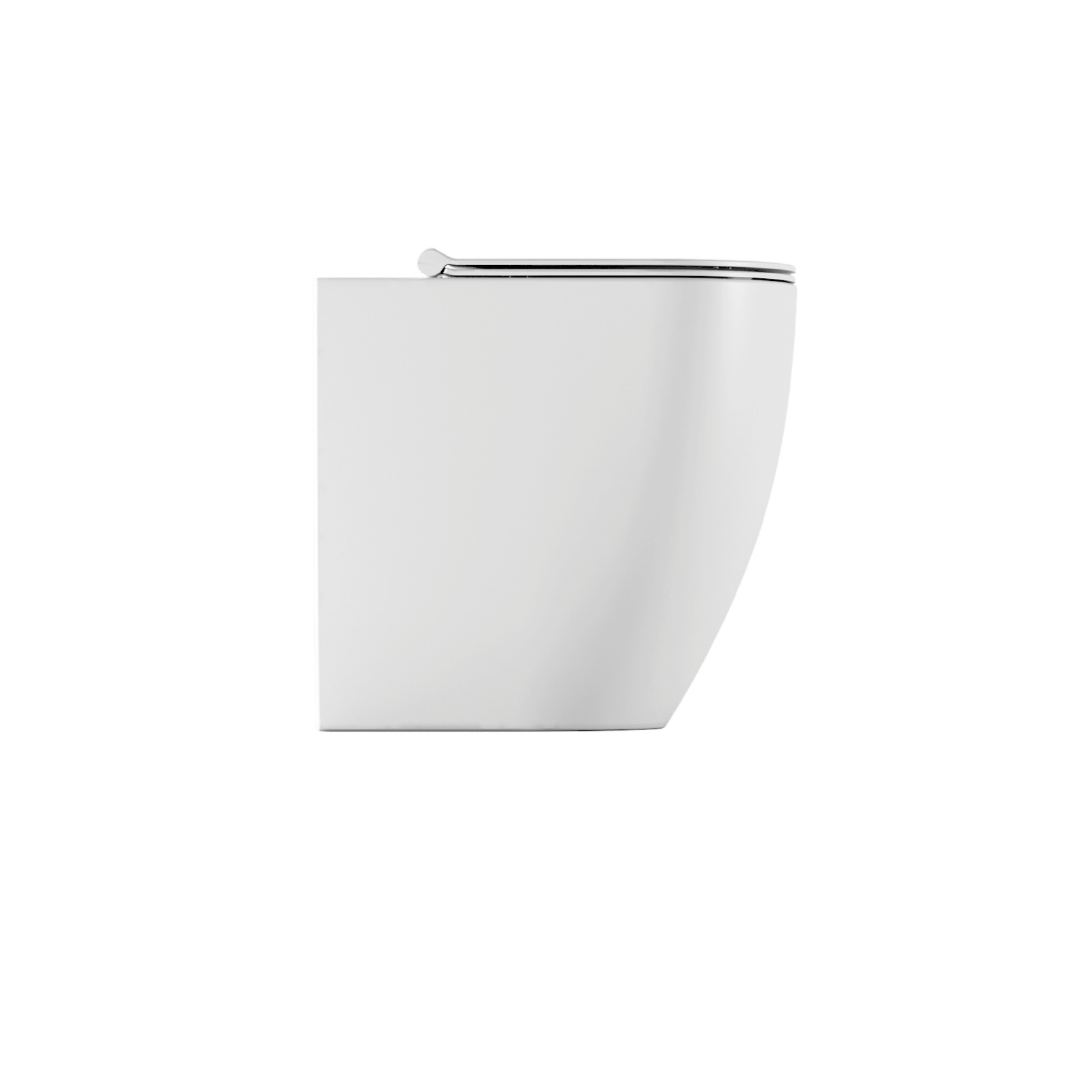 Coppia Di Sanitari Alice Ceramica Da Terra Filo Muro Senza Brida Bianco Lucido "Form"