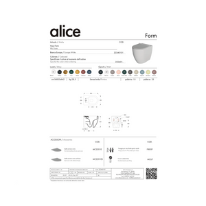 Wc a Terra Senza Brida Alice Ceramica "Form" Bianco Lucido