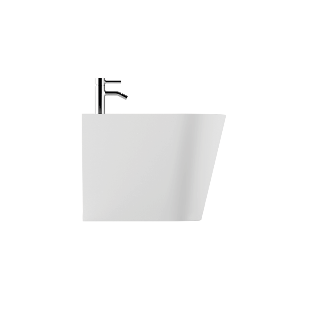 Coppia Di Sanitari Da Terra Alice Ceramica Filo Muro Senza Brida Bianco Opaco "Hide Round"