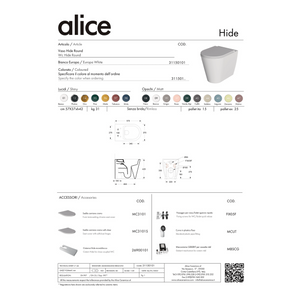 Coppia Di Sanitari Da Terra Alice Ceramica Filo Muro Senza Brida Bianco Lucido "Hide Round"