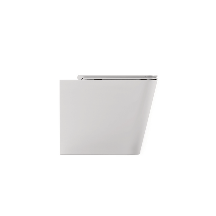 Coppia Di Sanitari Alice Ceramica Da Terra Filo Muro Senza Brida Bianco Lucido "Hide Square"