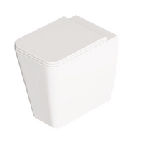 Coppia Di Sanitari Alice Ceramica Da Terra Filo Muro Senza Brida Bianco Lucido "Hide Square"