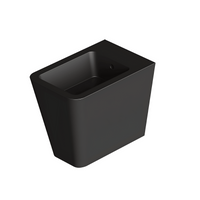 Coppia Di Sanitari Alice Ceramica Da Terra Filo Muro Senza Brida Nero Opaco "Hide Square"