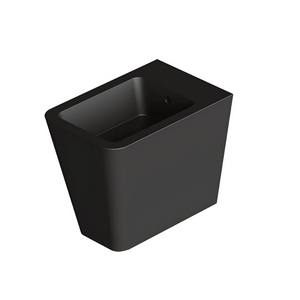 Coppia Di Sanitari Alice Ceramica Da Terra Filo Muro Senza Brida Nero Opaco "Hide Square"