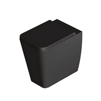 Coppia Di Sanitari Alice Ceramica Da Terra Filo Muro Senza Brida Nero Opaco "Hide Square"