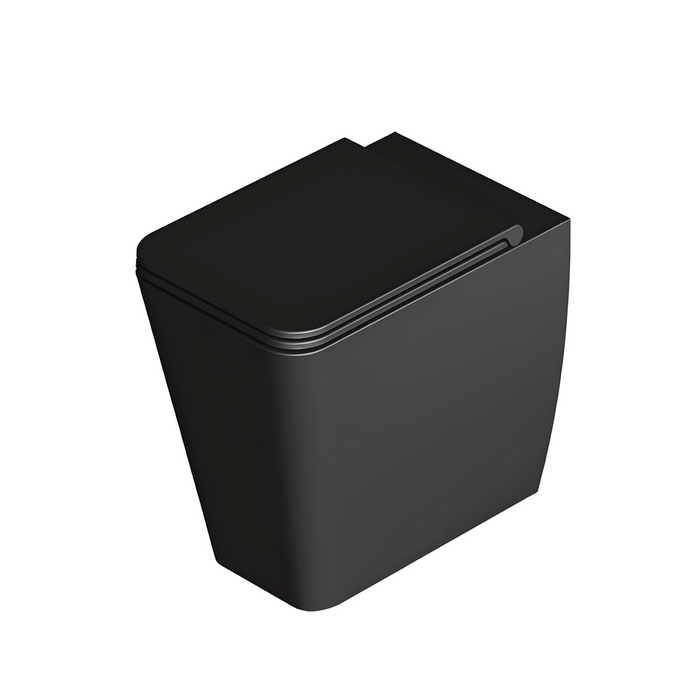 Coppia Di Sanitari Alice Ceramica Da Terra Filo Muro Senza Brida Nero Opaco "Hide Square"