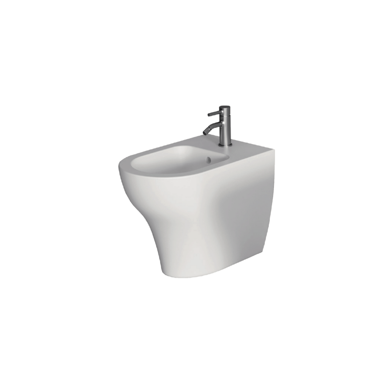 Coppia Di Sanitari Alice Ceramica Da Terra Filo Muro Senza Brida Bianco Opaco "Unica"