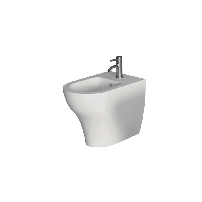 Coppia Di Sanitari Alice Ceramica Da Terra Filo Muro Senza Brida Bianco Opaco "Unica"