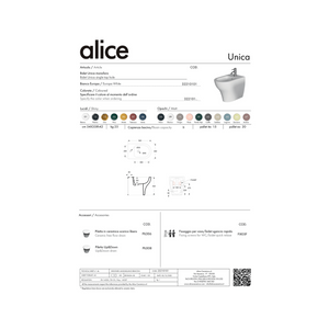 Coppia Di Sanitari Alice Ceramica Da Terra Filo Muro Senza Brida Bianco Opaco "Unica"