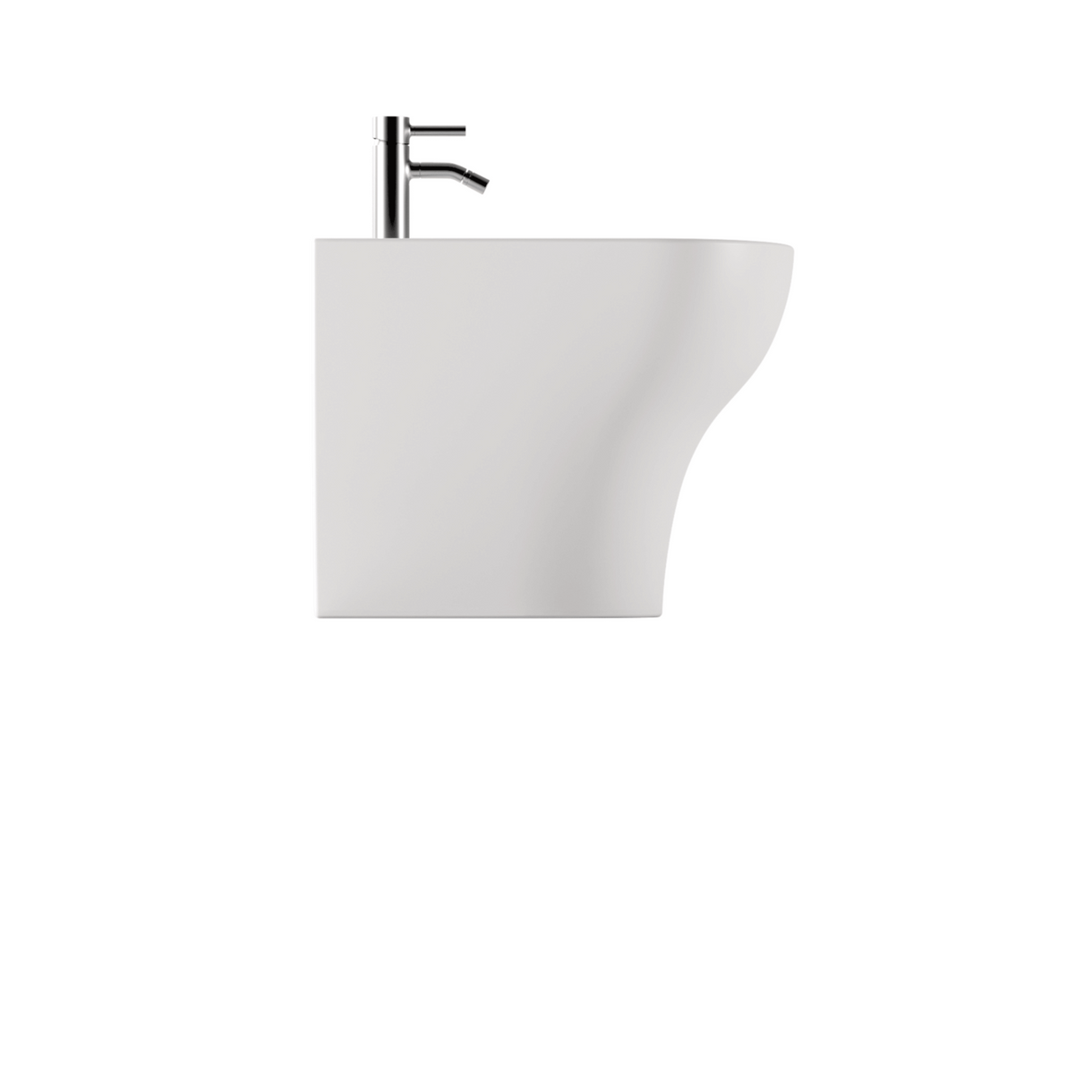 Coppia Di Sanitari Alice Ceramica Da Terra Filo Muro Senza Brida Bianco Opaco "Unica"