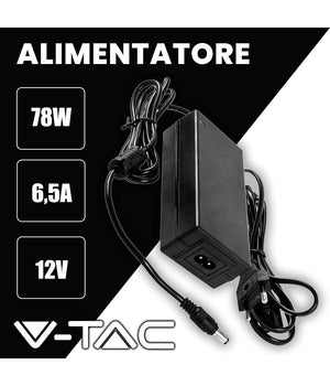 Alimentatore 12v 78w 6,5a Con Jack 2.1 Ip44 Plug&play Spina A 2 Poli Input 220v         