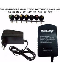 Alimentatore 3a 30w Trasformatore Stabilizzato Switching Regolabile Universale         