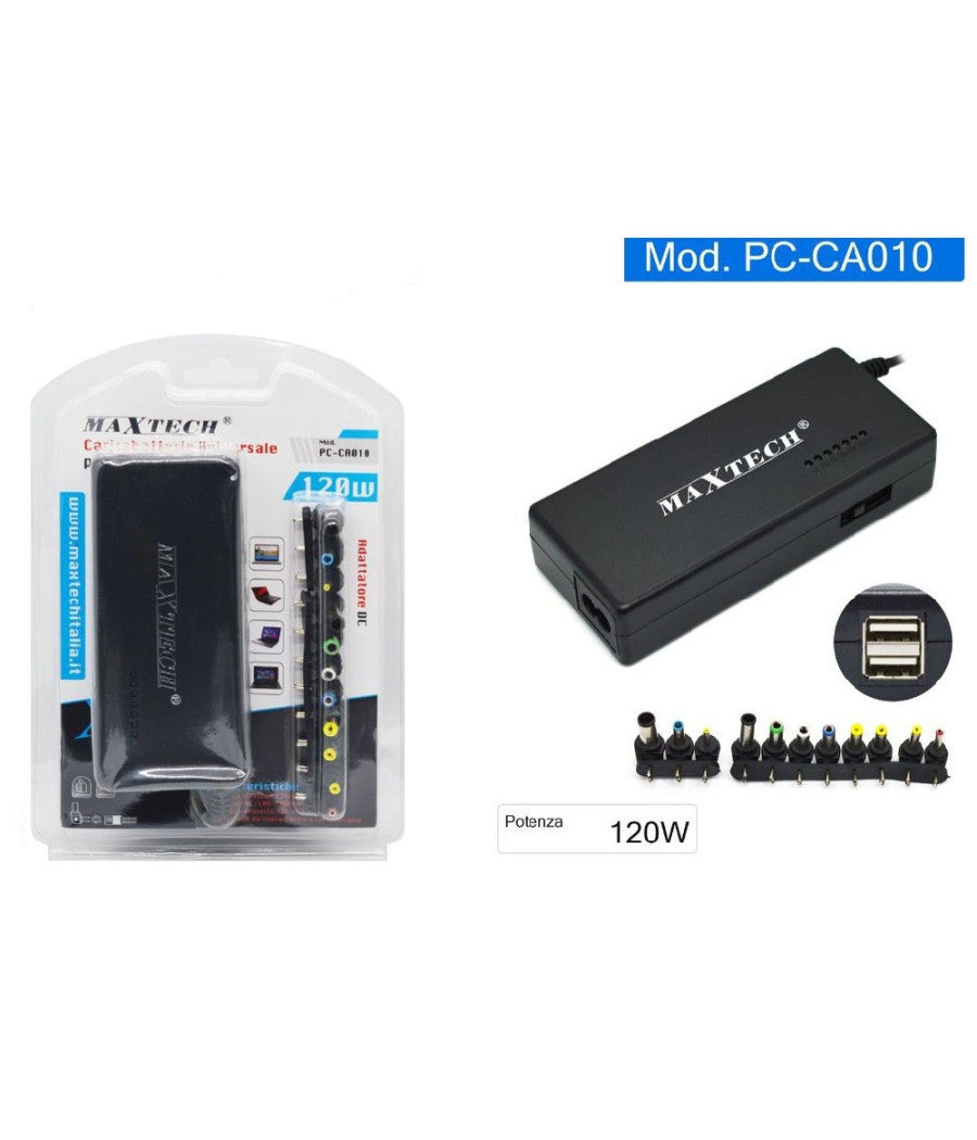 Alimentatore Caricabatteria Pc Universale Per Notebook 120watt Maxtech Pc-ca010         
