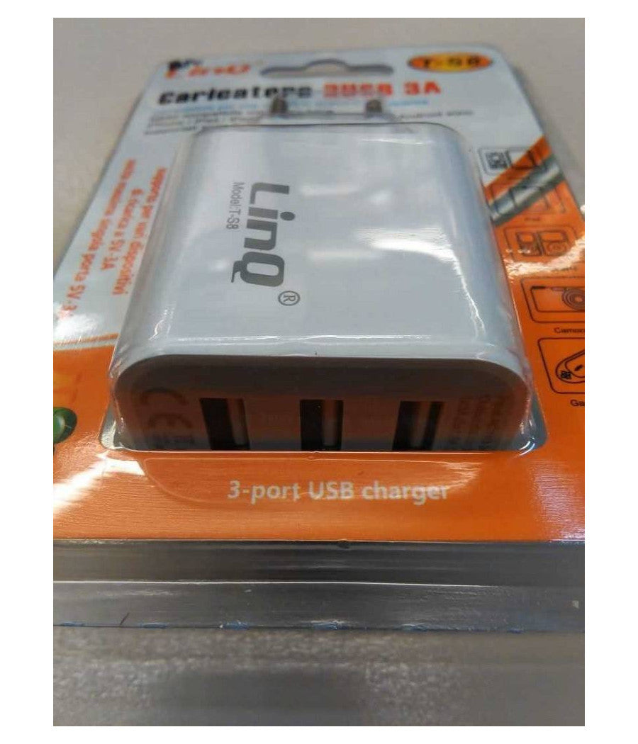 Alimentatore Caricabatterie Adattatore Caricatore Con 3 Porte Usb Rete 5v-3a T-s8         