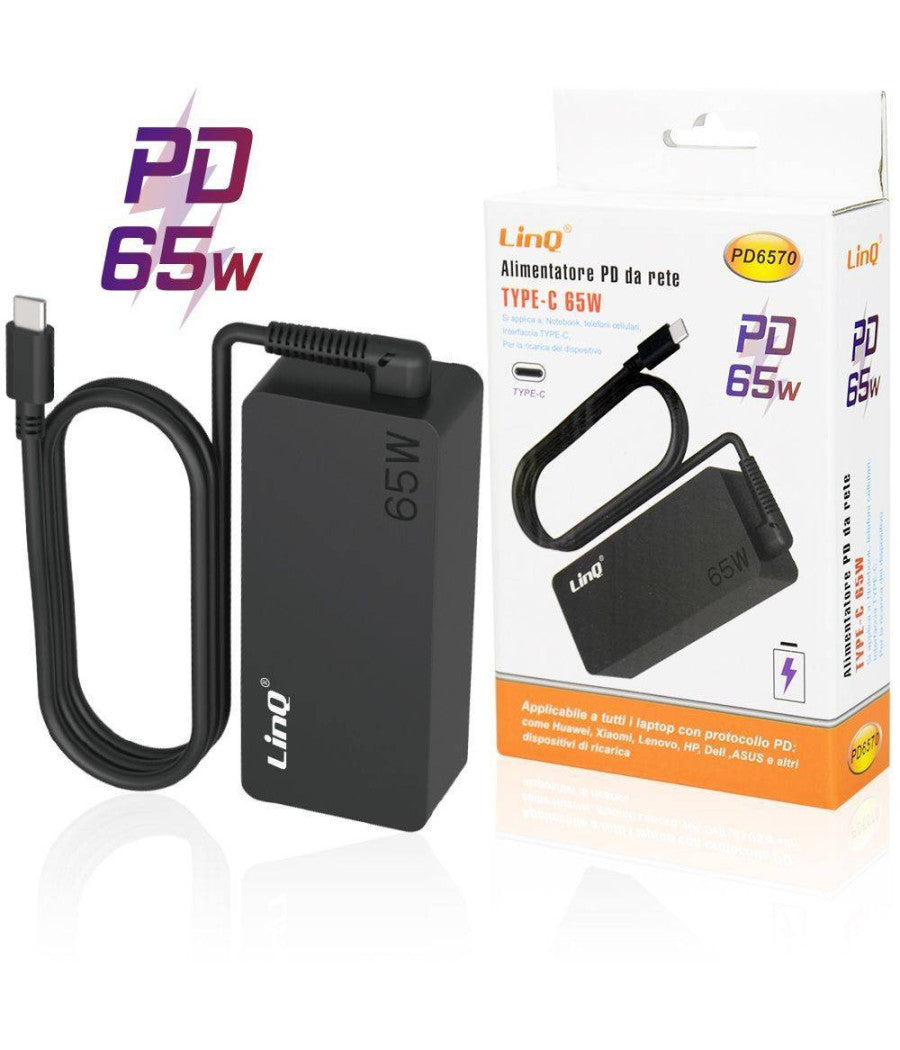 Alimentatore Caricabatterie Pd 65w Interfaccia Type-c Notebook Smartphone Pd6570         
