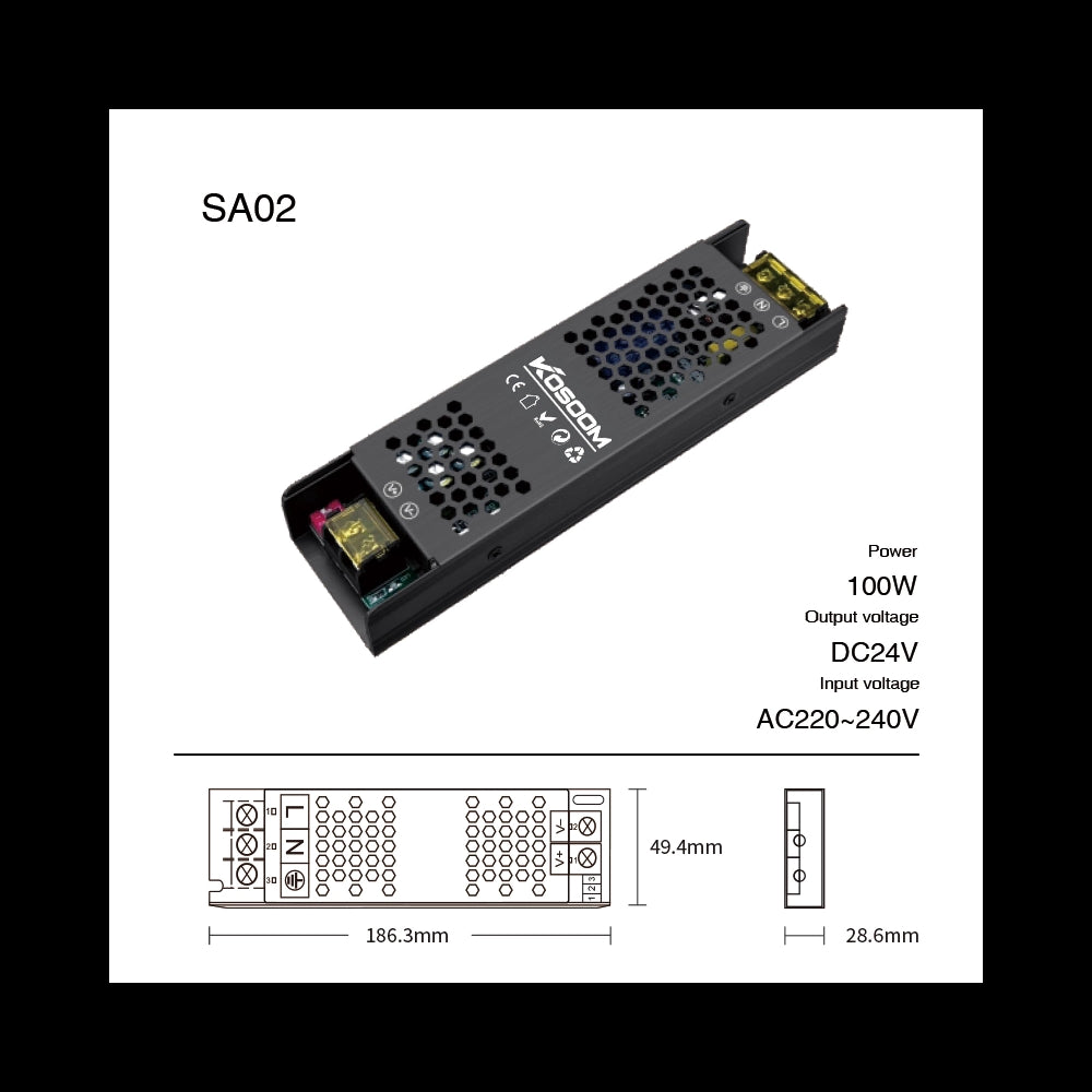 Alimentatore LED Dimmerabile 24V 100W Trasformatore ultra sottile per striscia LED Driver LED