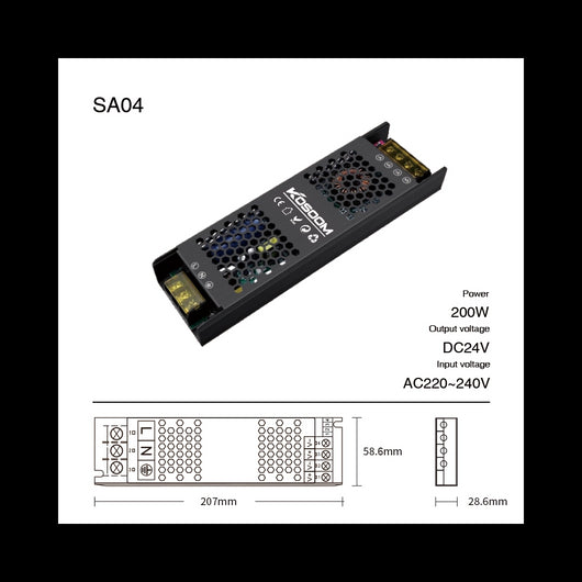 Alimentatore LED Dimmerabile 24V 200W Trasformatore ultra sottile per striscia LED Driver LED