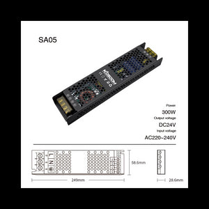 Alimentatore LED Dimmerabile 24V 300W Trasformatore ultra sottile per striscia LED Driver LED