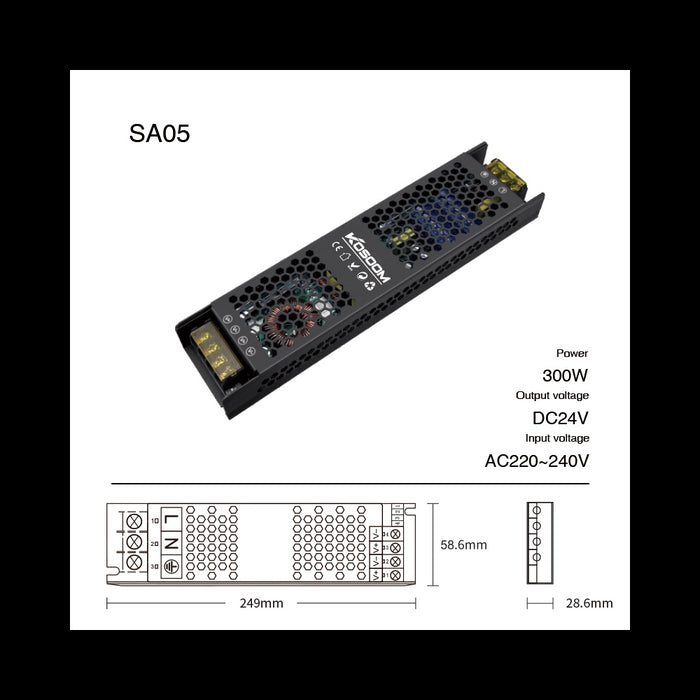 Alimentatore LED Dimmerabile 24V 300W Trasformatore ultra sottile per striscia LED Driver LED