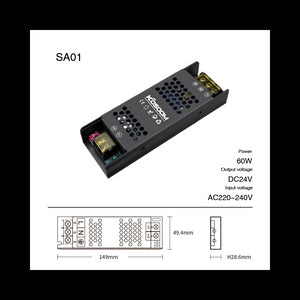 Alimentatore LED Dimmerabile 24V 60W Trasformatore ultra sottile per striscia LED Driver LED
