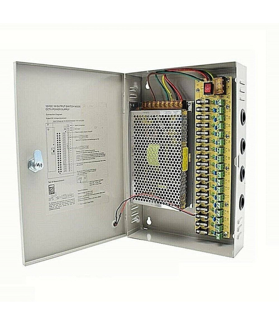 Alimentatore Quadro Di Alimentazione 12 Volt 18 Canali Centralina 30a 220vdc         