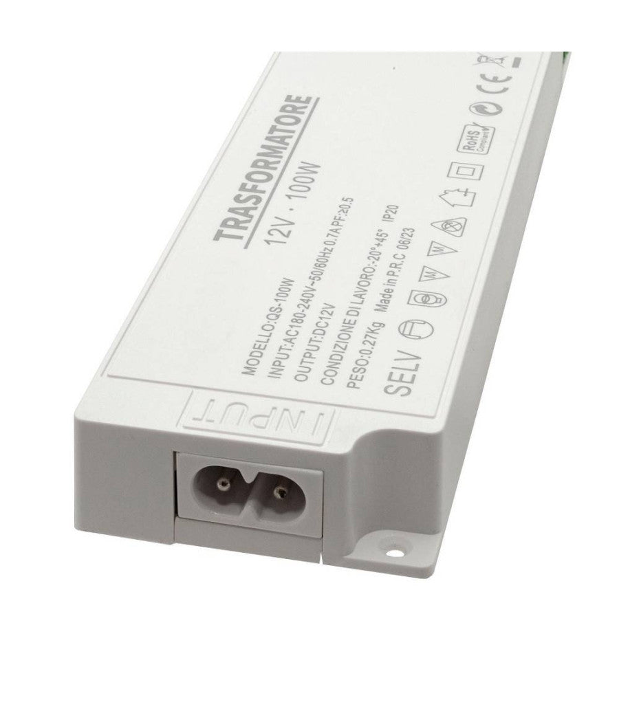 Alimentatore Slim 100 Watt Trasformatore Corrente 12v Strisce Luci Led Qs-100w         