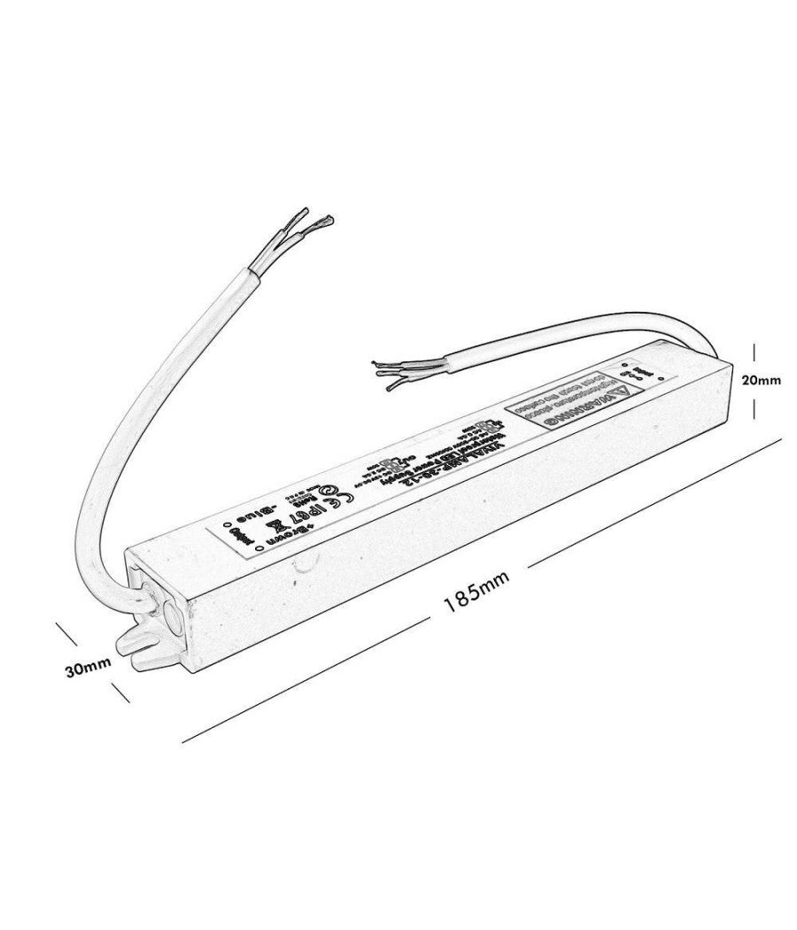 Alimentatore Slim 20w Trasformatore Impermeabile Strisce Led Lampade Telecamere         