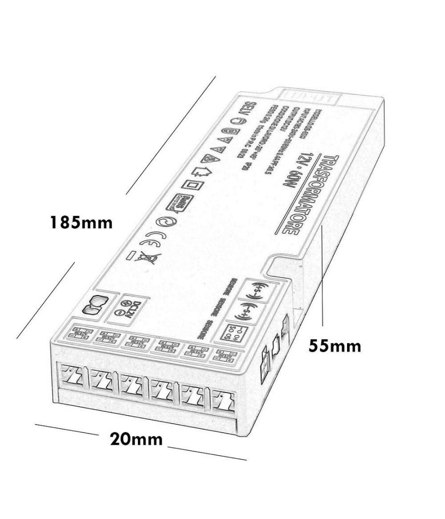 Alimentatore Slim 60w Trasformatore Corrente 12v Strisce Luci Led Sensori Qs-60w         