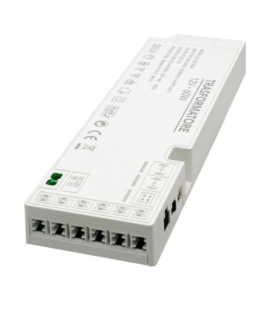 Alimentatore Slim 60w Trasformatore Corrente 12v Strisce Luci Led Sensori Qs-60w         