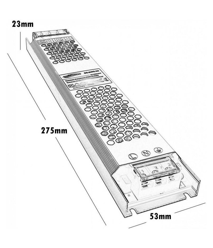 Alimentatore Stabilizzato 200watt Slim Trasformatore 24v 8.3a 2 Uscite S24v-200w         