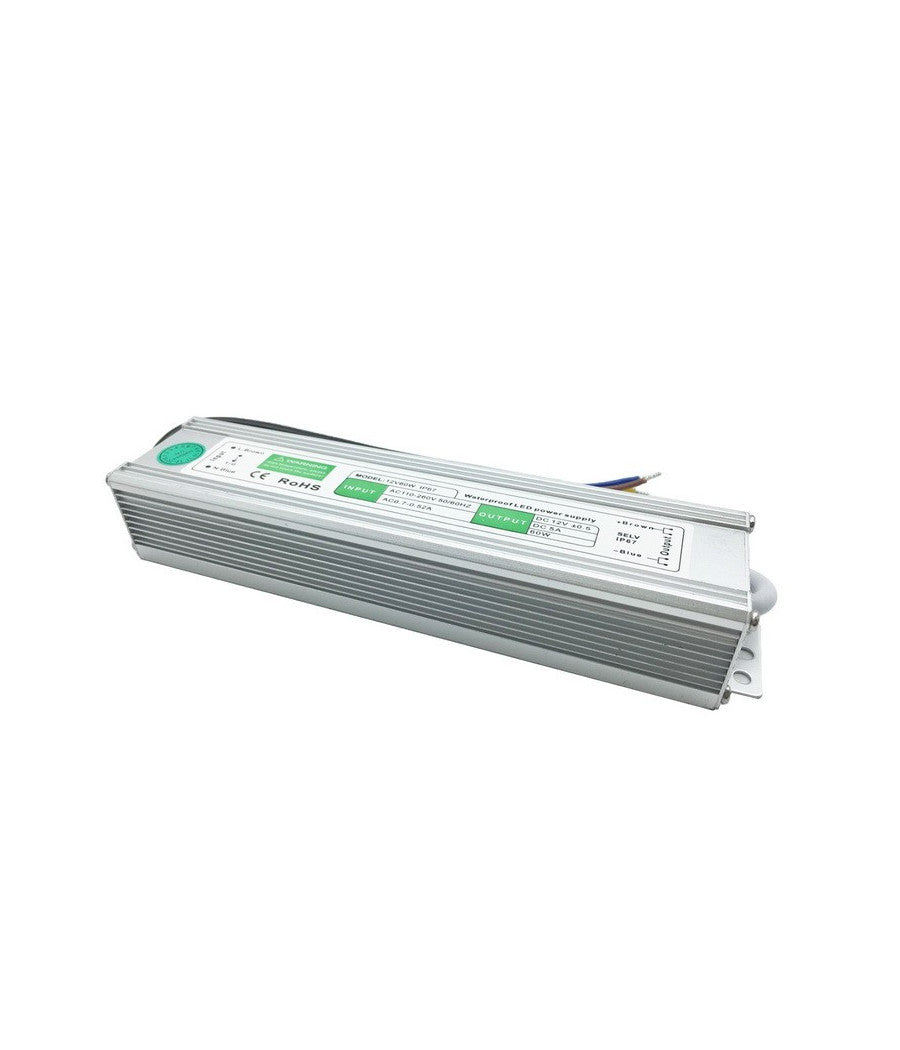 Alimentatore Trasformatore Impermeabile 12v Ip67 Waterproof Striscia Led Switch   60 Watt      
