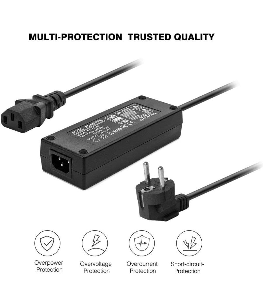 Alimentatore Trasformatore Stabilizzato Da 12v 5a Per Led Telecamere Spina Shuko         