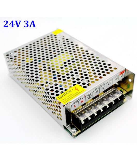 Alimentatore Trasformatore Stabilizzato Per Strisce Led 24v Dc Swintching Ampere      -3 Ampere  -