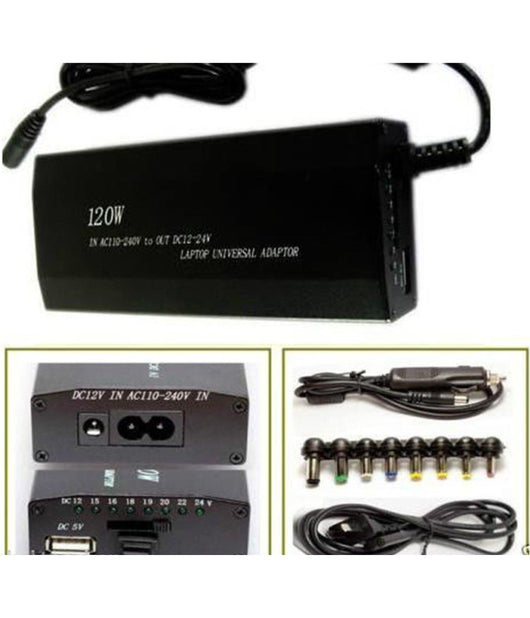 Alimentatore Universale 120w Notebook Pc Casa Auto Usb Universale 9 Adattatori         