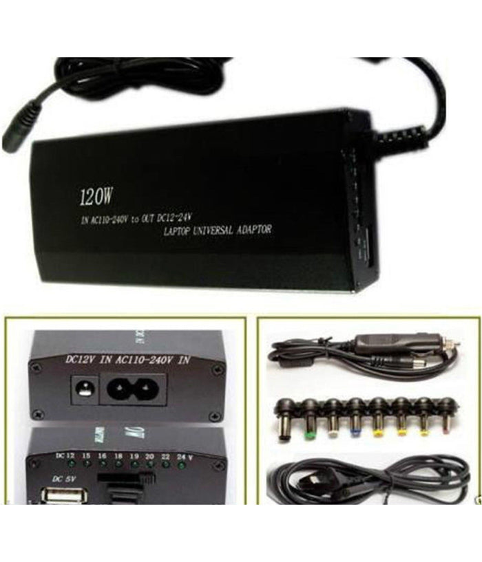 Alimentatore Universale 120w Notebook Pc Casa Auto Usb Universale 9 Adattatori         