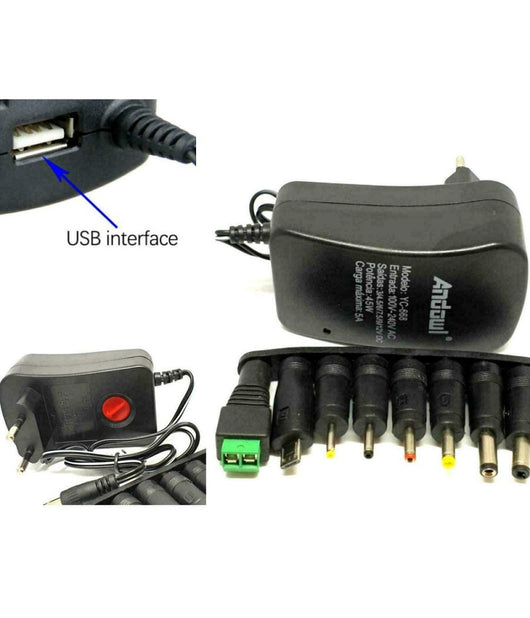 Alimentatore Universale 3v 4.5v 5v 6v 7.5v 9v 12v 1000ma 12w Usb - 8 Adattatori         