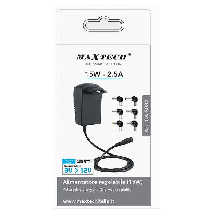 Alimentatore Universale 8 Adattatori Switch 3-12v Pc Notebook Fotocamera Maxtech Ca-s032         