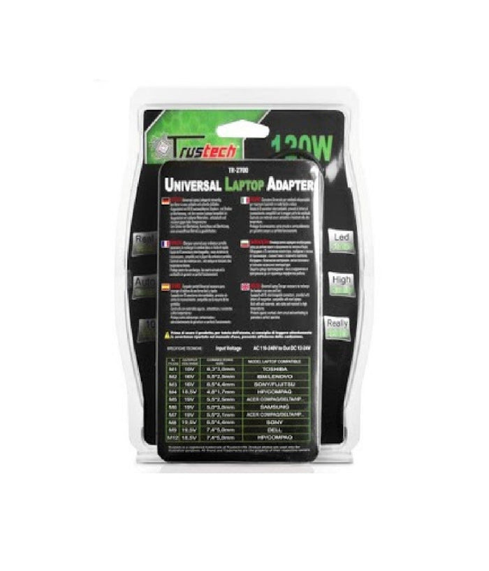 Alimentatore Universale Per Notebook 120w Settaggio Automatico Trustech         